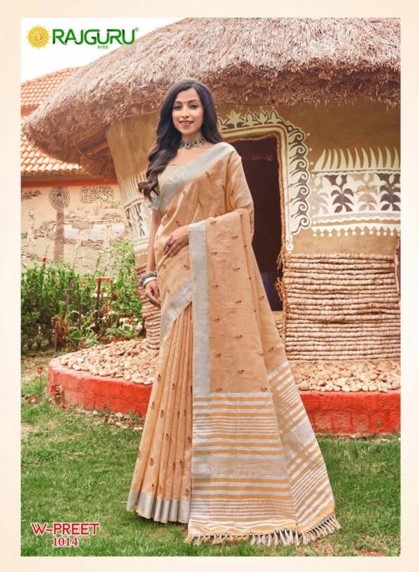 LINEN TISSUE COTTON WITH EMBROIDERY WORK  WITH BLOUSE PICS - Image 2