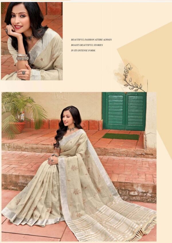 LINEN TISSUE COTTON WITH EMBROIDERY WORK  WITH BLOUSE PICS - Image 8