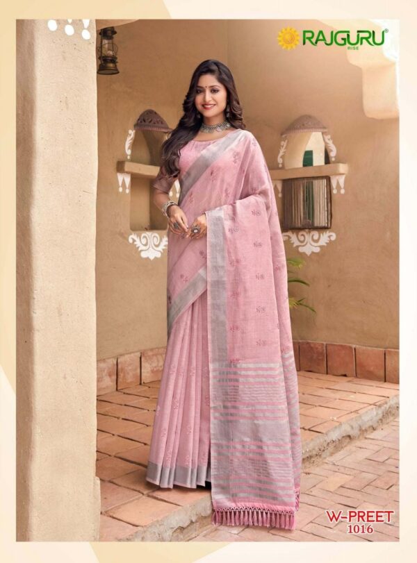 LINEN TISSUE COTTON WITH EMBROIDERY WORK  WITH BLOUSE PICS - Image 6