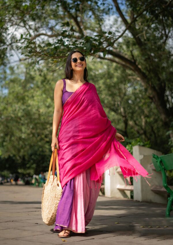 Khadi  pure Cotton  2D Saree - Image 31